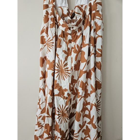 Bobbles and Lace Women’s Maxi Dress Large Sleeveless Halter Brown White Floral - Picture 9 of 12